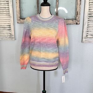 Charter Club Womens Knitted Sweater Crewneck Stripe Ombre Size Large NWT